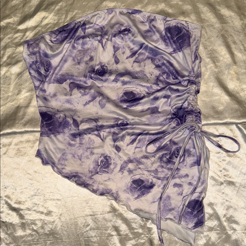 Purple Floral Asymmetrical tube top